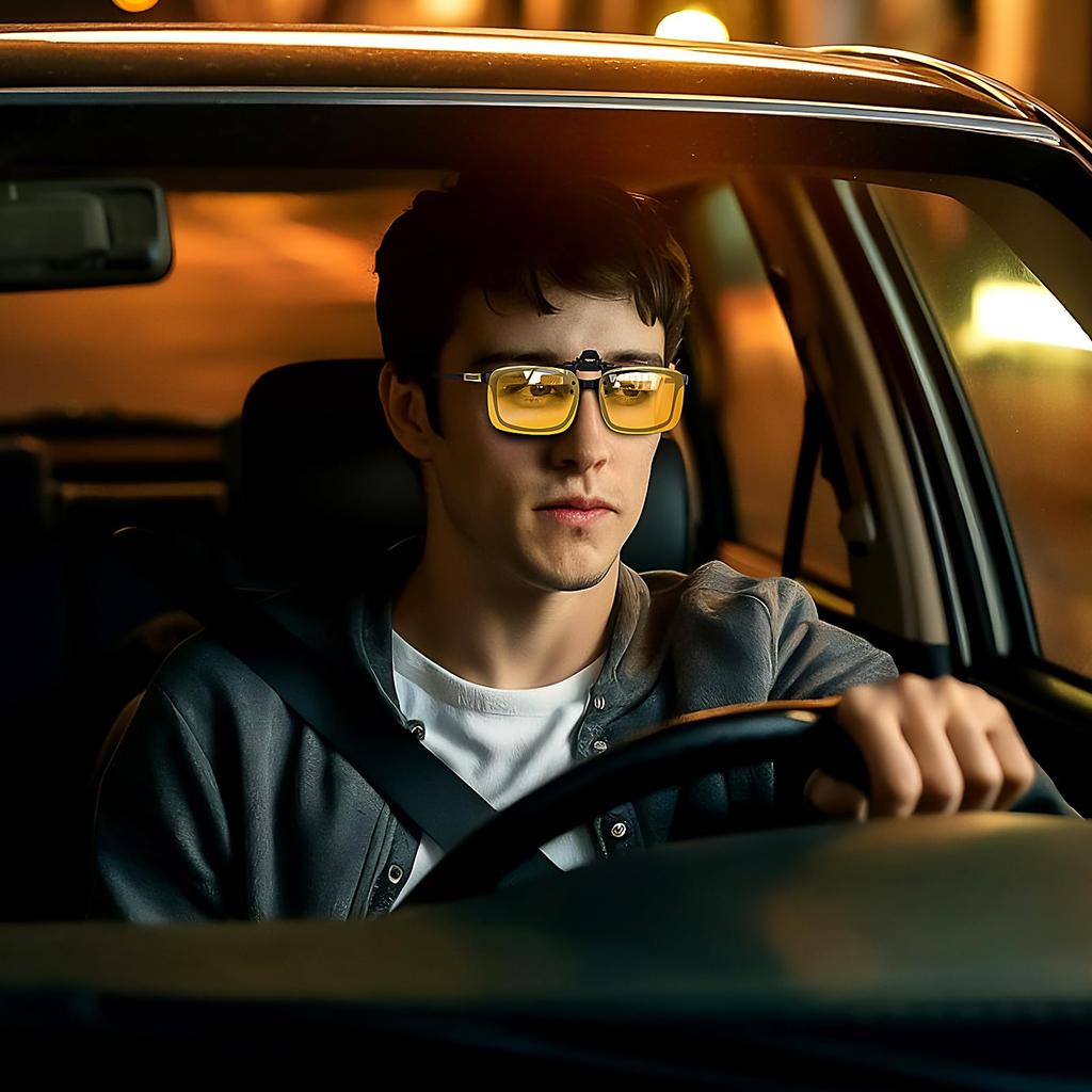 [Vimbloom] Clip-on Sunglasses for Night Driving - Polarized, for Night Driving, Blocks Car Lights and Glare, Flip-up Style, Prescription Lenses