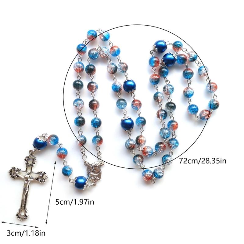Catholic Necklace Mary Blessing Rosary Prayer Religious Necklace Rosary Beads