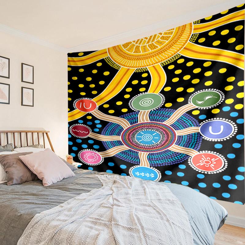Australische Aborigine-Kunstmuster Wandteppich Raumdekoration Wandbehang für Wohnzimmer Schlafzimmer, Wohnheim, Geburtstags- und Weihnachtsgeschenke