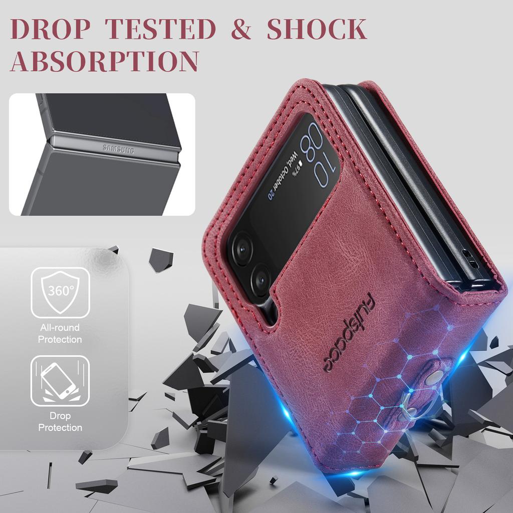 Bequeme Handytasche aus Leder mit Lanyard für Samsung Galaxy Z Flip4 Flip 4 5g Zflip4 Rutschfestes Handy-Zubehör Funda