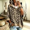 Autumn Winter Drawstring Leopard Print Hooded Loose Women's Sweatshirt Oversized Hoodie