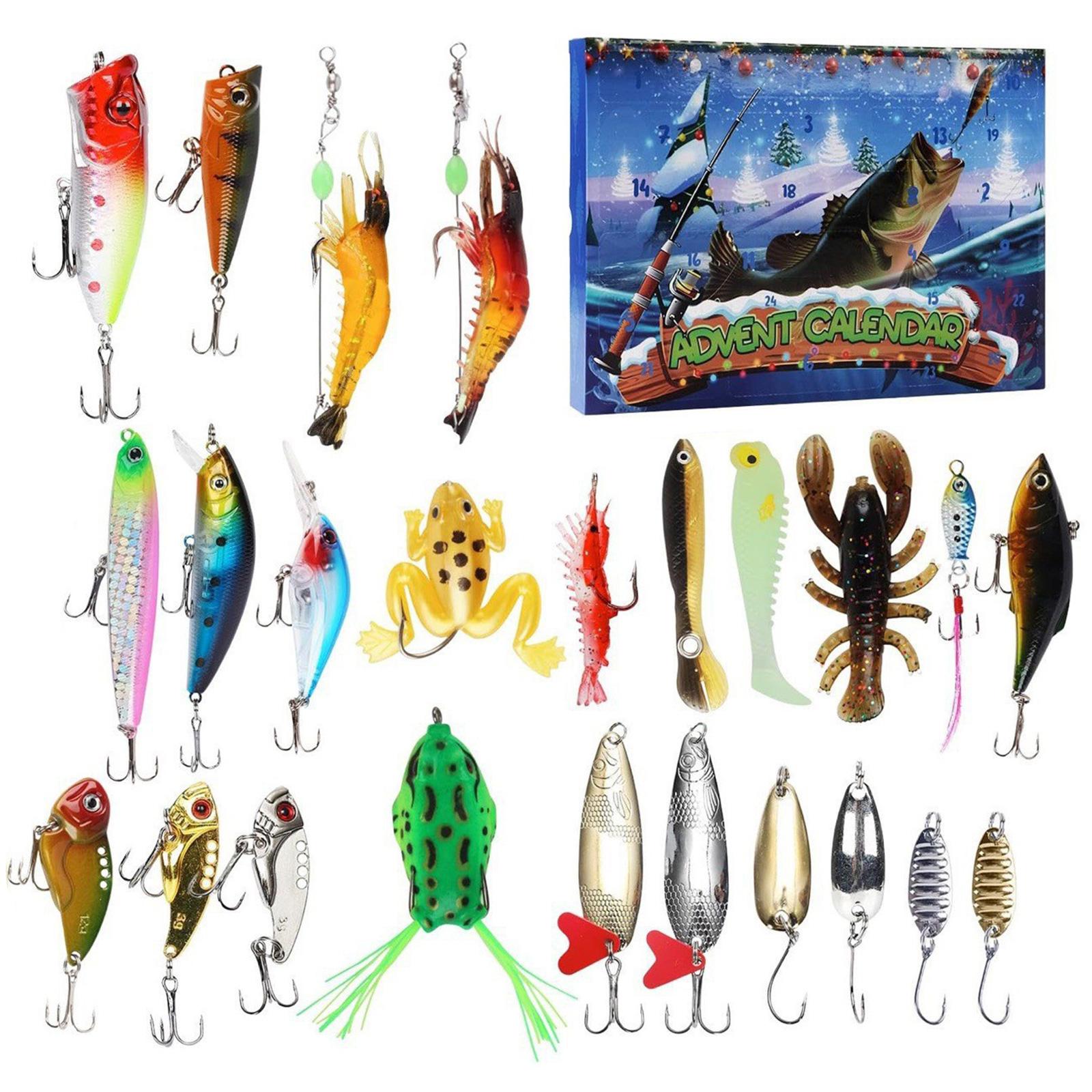 

24 Days Countdown Fishing Lures Acrylic Advent Calendar Christmas Themed Present Creative Fishing Tackle Blind Box 3