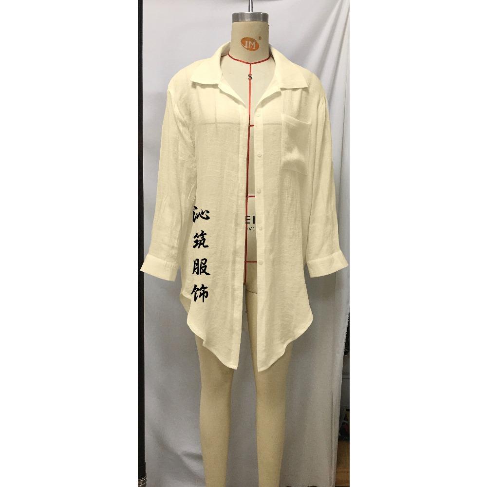 New Beach Blouse Bamboo Cotton Shirt-style Sunscreen Jacket Bikini Outer Cardigan Blouse