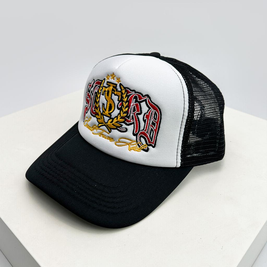 New Unisex Embroidered Badge Letters Baseball Hats Color Block Sunshade Mesh Breathable Trucker Caps Versatile Fashion Personal