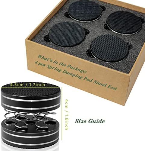 4Pcs HiFi Speaker Isolation Feet Aluminum Spring Shock Absorbers Adjustable Turntable Amp Non-Slip Pads