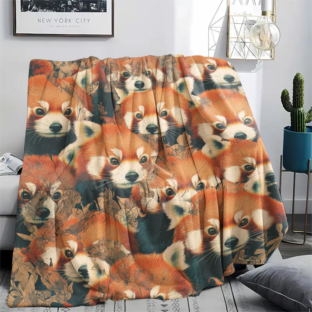 Rood Panda patroon Flanellen Deken, Hoge kwaliteit Comfortabel voor Alle Seizoenen, Woondecoratie, Warmte en Comfort, Perfect voor Cadeaus.