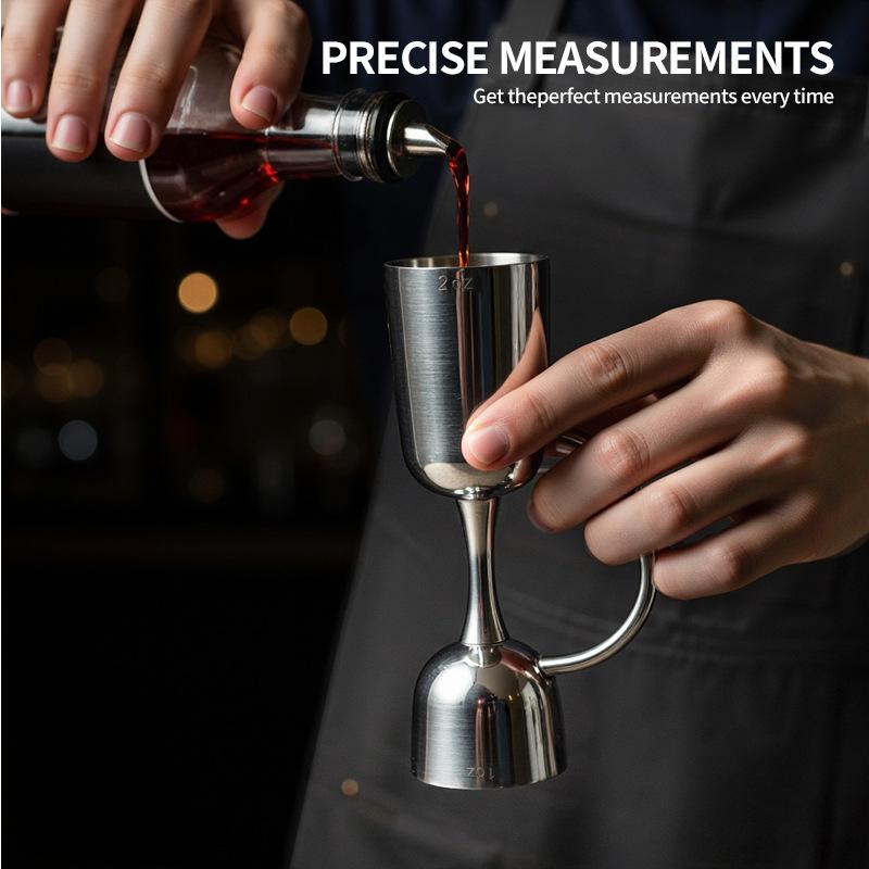 304 Stainless Steel Measuring Cup With Handle Steel Cocktail Jiggers Wine Dispenser Bartender Tools Bar Accessories
