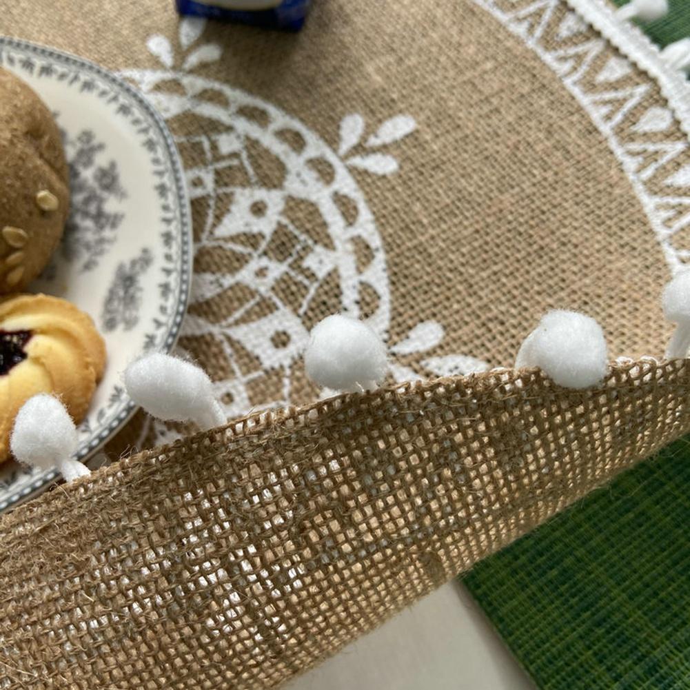 Round Placemat Cotton Place Mats Heat Resistant Anti-Slip Rustic Cloth Table Mats with Tassels for Dining Table Decorations