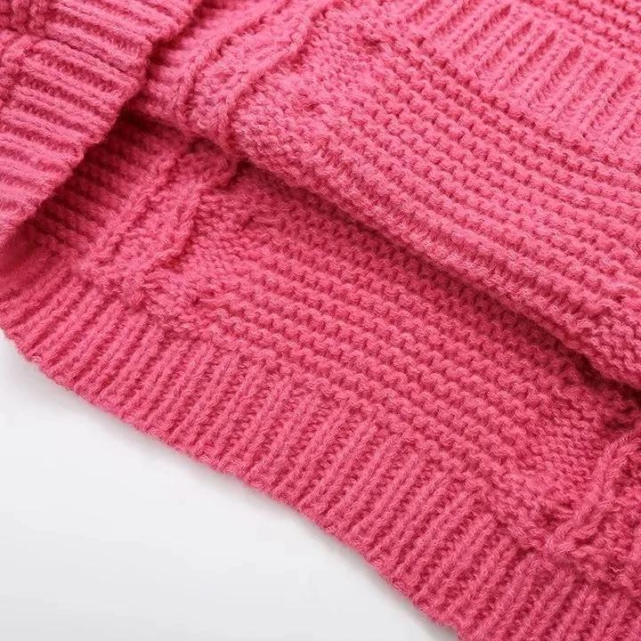 Women's Thick Line Big Twist Knitted Loose Sweater Pullover Fashion Casual Crochet Round Neck Sweaters Solid Color New Knitwear
