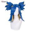 Spiel Valorant Neon Cosplay Perücke Kurze Blaue Pferdeschwänze Hitzebeständiges Synthetisches Haar Halloween Rollenspiel Perücken + Perückenkappe
