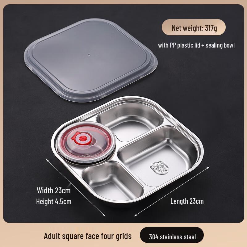 

304 Stainless Steel Square Compartment Bento Lunch Box Set