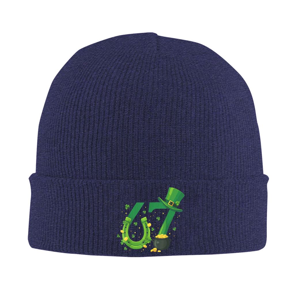 Lucky Six Seven Meme 6 7 St Patrick Day Funny 67 Meme Beanie Hats Bonnet Hats Unisex Cool Gym Knit Hat Autumn Warm Soft Caps
