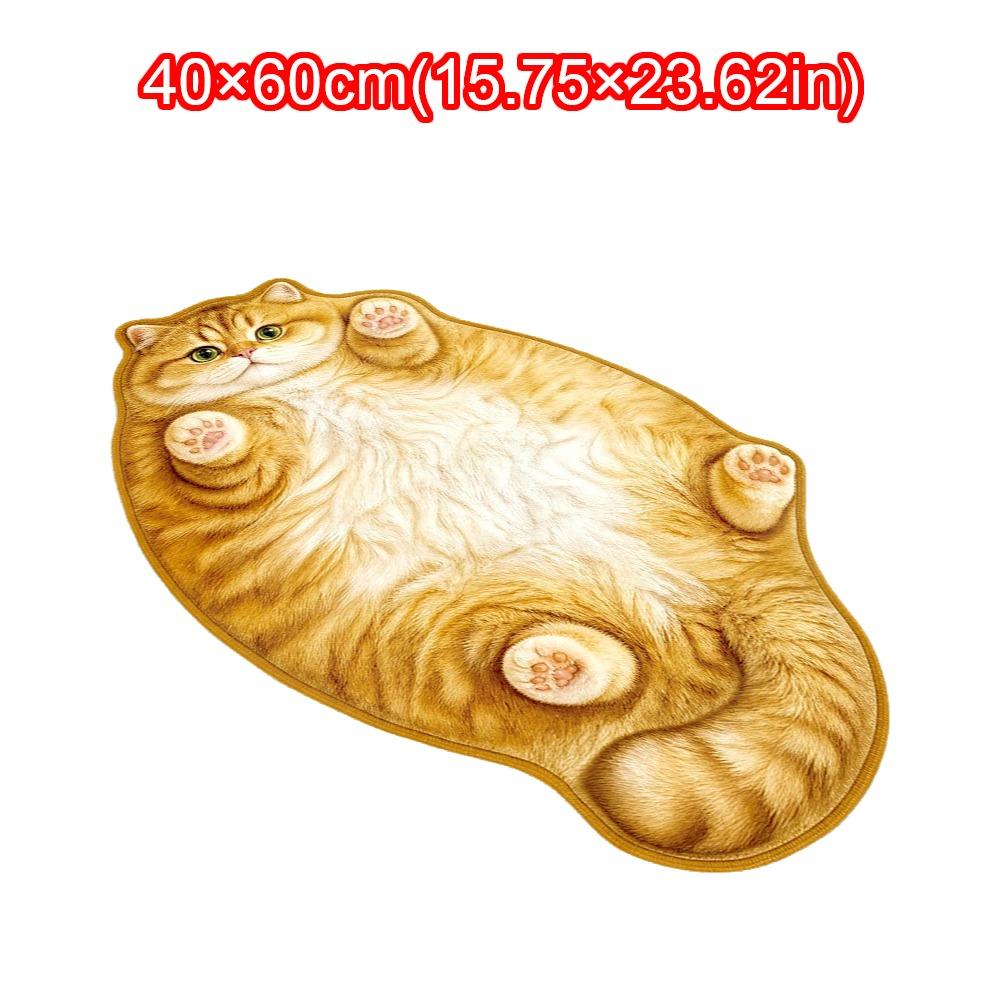 Absorbent Cat Shaped Rug Soft Surface Cat Shaped Carpet Cute Animal Print Rug Bedroom Decor