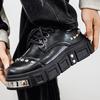 Fashion Men Platform Derby Shoes British Style Casual Genuine Leather Shoes Personalized Rivet Design Fashion Thick Sole Footwear 39-44