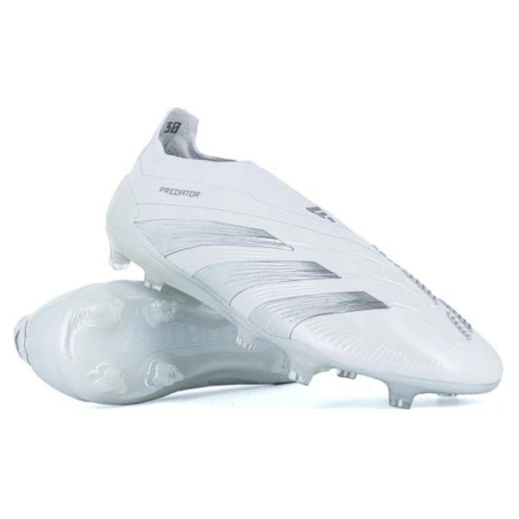 adidas Predator 24 Elite Schnürsenkellos FG Pearlized Pack Unisex Sneaker Weiß Wolkenweiß Silber-Metallic IE1806