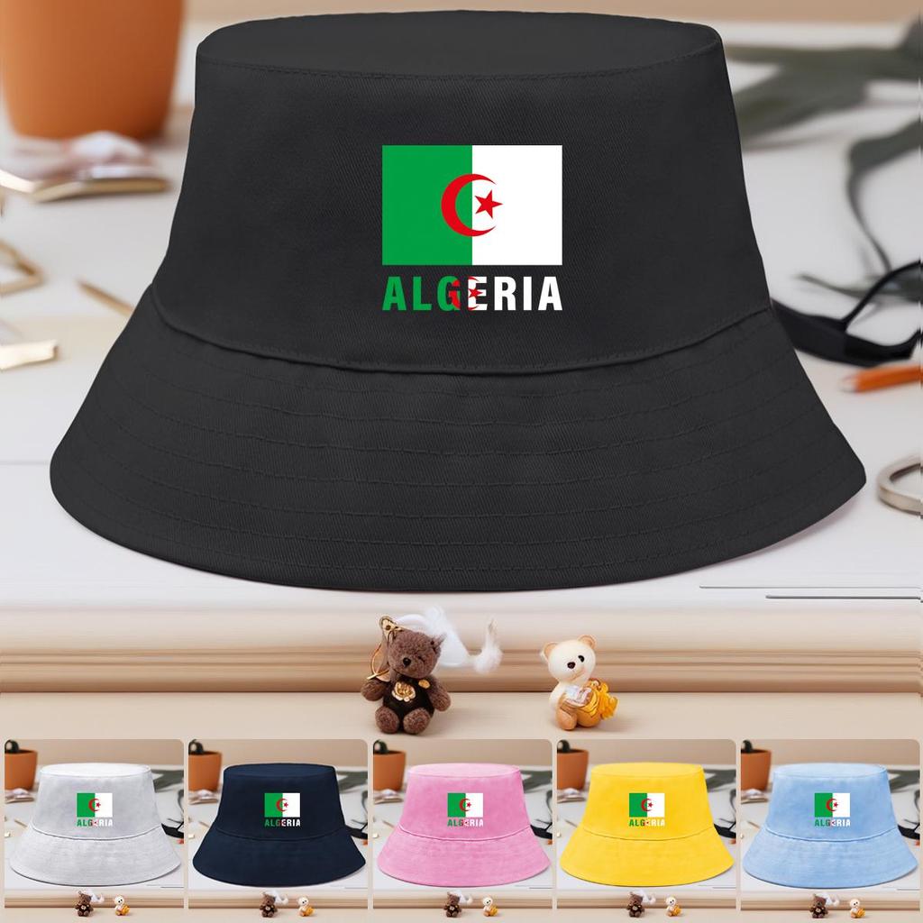 Algeria Flag Print Bucket Hat , Patriotic Fisherman Hat Hip Hop Spring Trendy Basin Hat