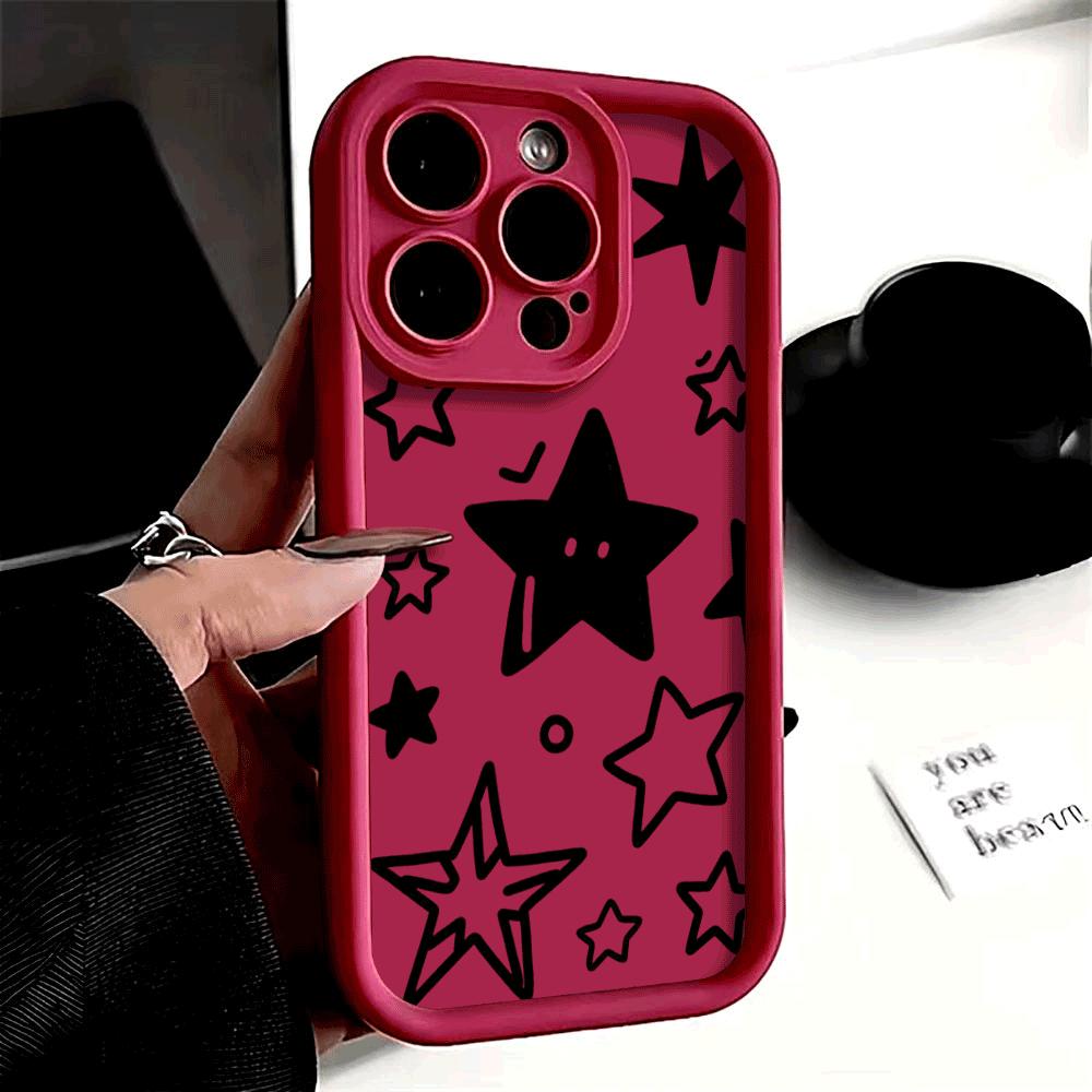 Black Star Doodles with Faces Phone Case for Xiaomi Redmi Note 14 13 12 11 10 9 8 7 Gel Flexible Anti Scratch Protective Case