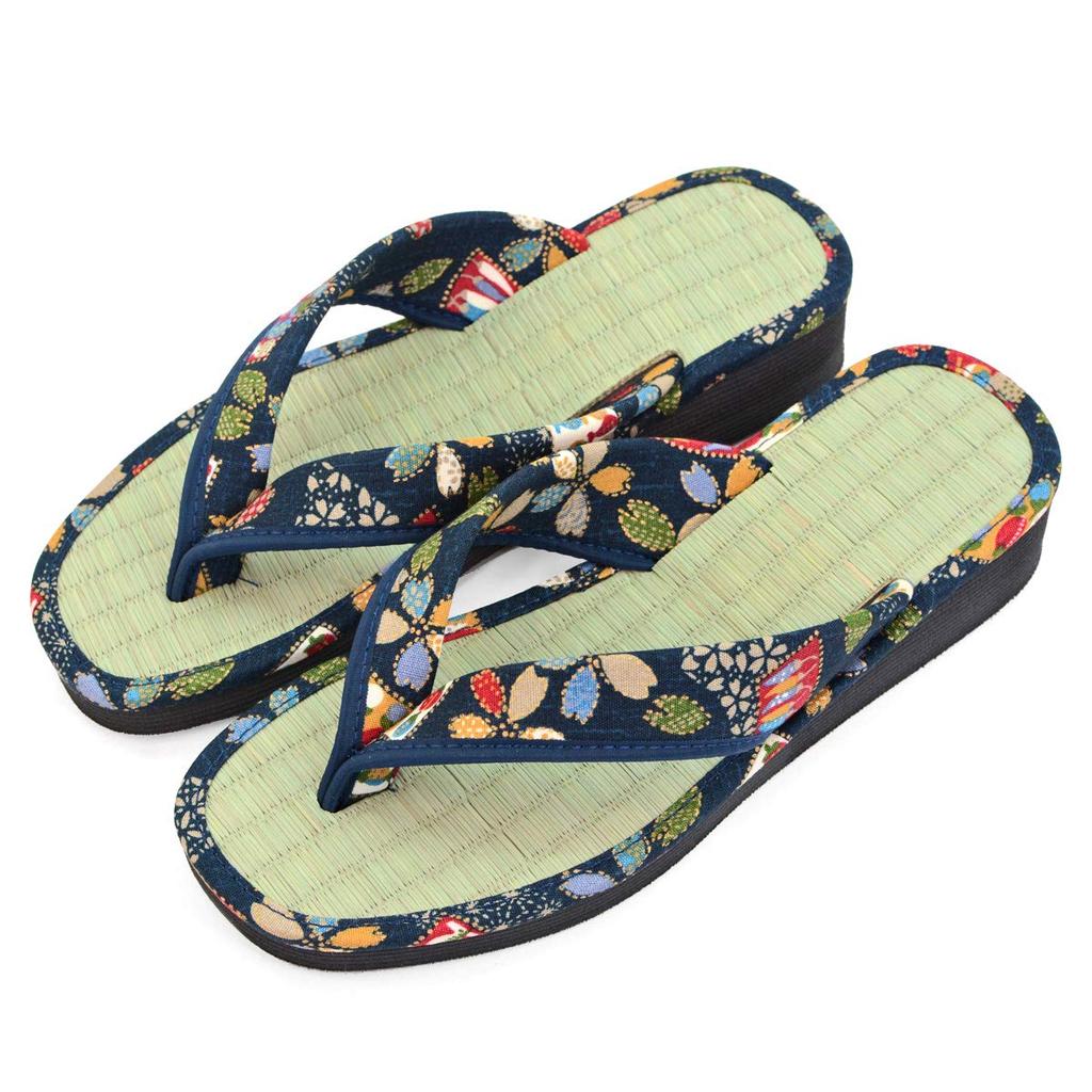 Takeharu Tatami Indigo Vegetable Color Medium Women's Japanese-Made Sandals/Slippers, Dyed, (Size 48),