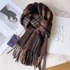100 pure wool scarves, men's winter dark blue plaid cashmere scarves, high-end gifts for boyfriend, father, and elders