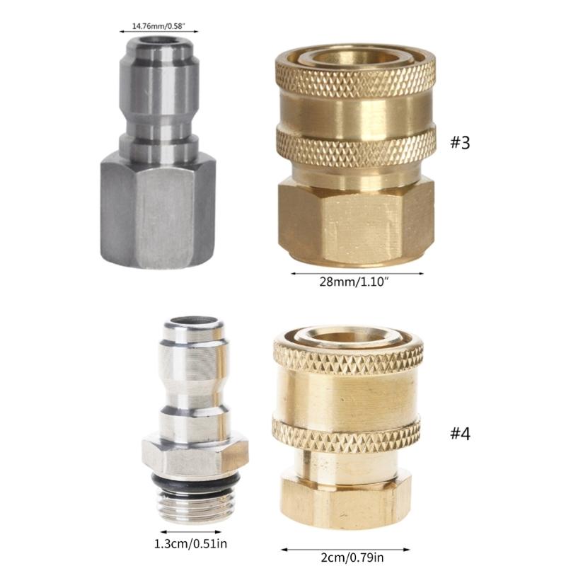 2Pcs Pressure Washer Adapter Quick Disconnect kits NPT 3/8 1/4Inch Stainless Steels Male and Female Quick connectors kits