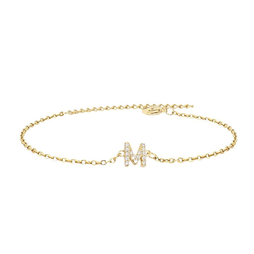 A-Z Initial Bracelets for Women - Dainty 14K Gold Waterproof Bracelets Personalized Bridesmaid Proposal Wedding Jewelry Gifts
