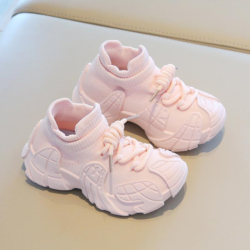 Children's sports shoes, spring and autumn boys' casual shoes, mesh shoes, fly woven girls' socks shoes, baby white shoes