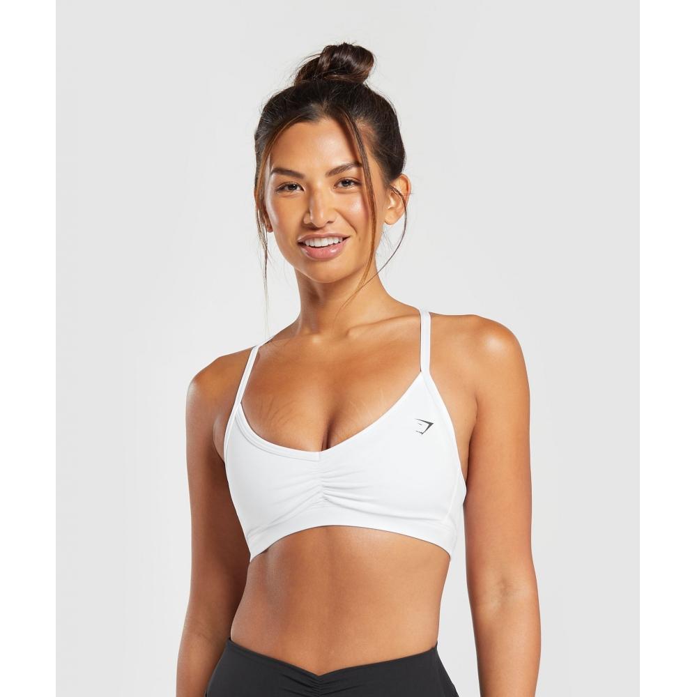 Gymshark Sutien sport cu bretele cu volan alb B6a6i Wb57