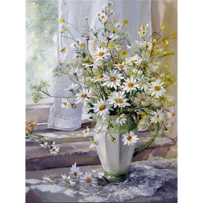 Flower Vase Diamond Painting Lilac Full Round Drill 5D DIY Diamond Mosaic Red Wine Embroidery Flower Handmade Hobby Gift