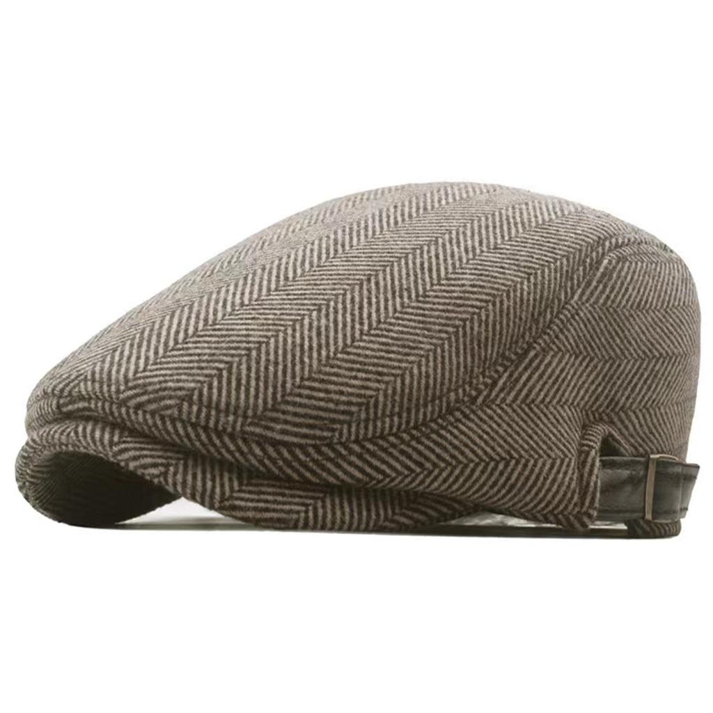 Men Vintage Herringbone Newsboy Caps British Painters Hats Spring and Autumn Adjustable Flat Cap Hip Hop Berets Peaked Cap