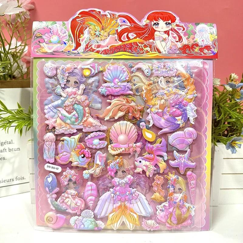 

1Piece Beautiful Vivid Animation Mermaid 3D Bubble Pvc Stickers Kawaii Girls Stationery Diy Decoration Cute Kids Rewards Plaything Gifts