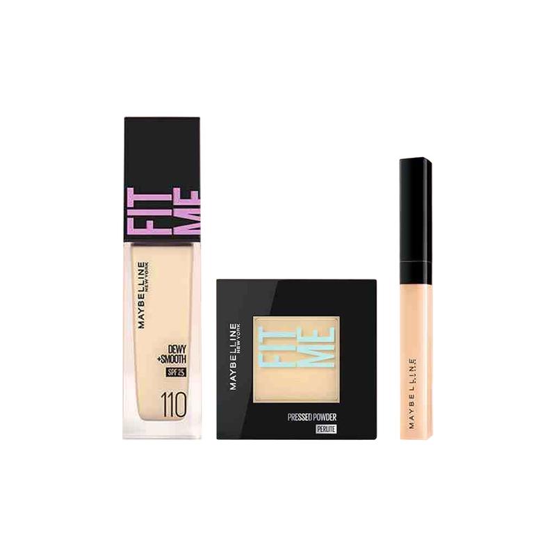 Maybelline set, oil Watery liquid foundation makeup set-cream small square bottle liquid foundation 110small square powder 110FITME concealer 20