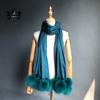 Factory Direct  Pashmina Shawl Women Cashmere Scarf Shawl With Fox Fur Pompoms