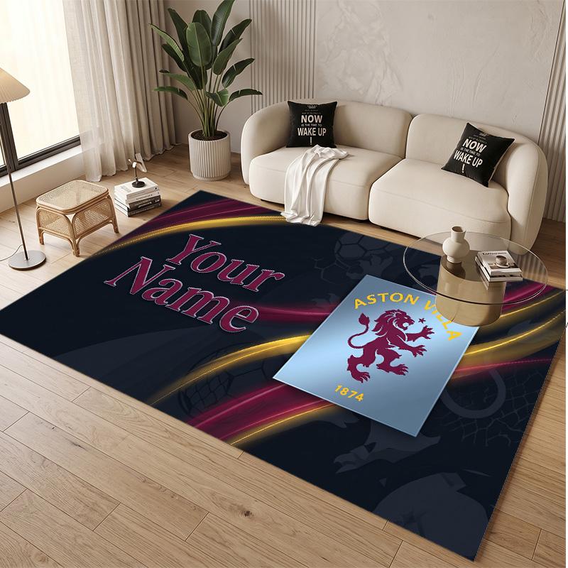 Personalized Crystal Velvet Carpet Aston Villa Pattern Non Slip Floor Rug