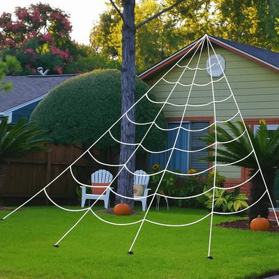 5M/7M Halloween Driehoek Spinnenweb Zwart/Wit Extra Groot Halloween Spinnenweb Simulatie Ontwerp Realistisch Reuzen Spinnenweb