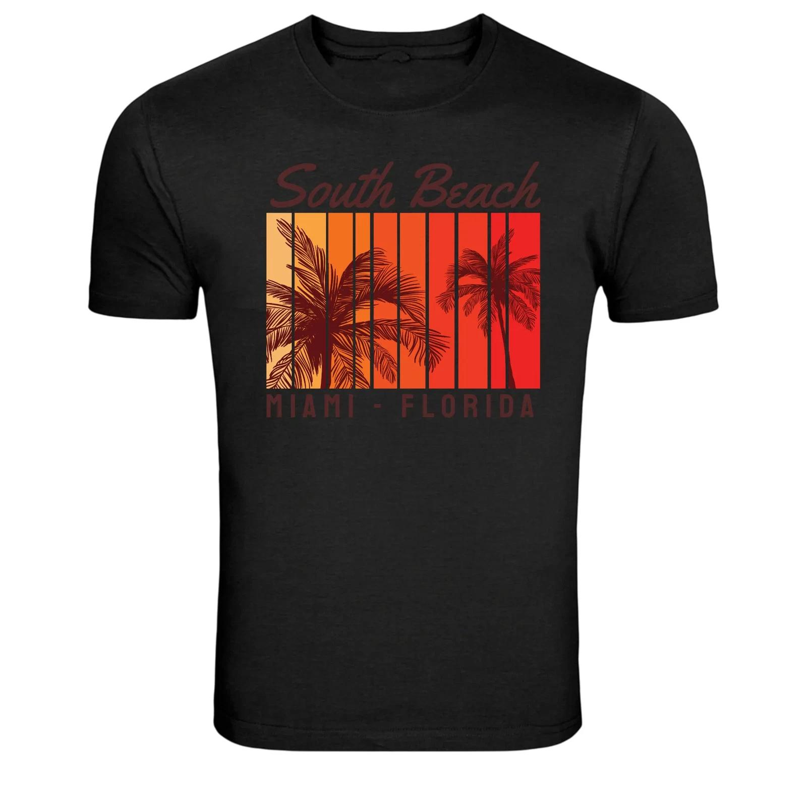 South Beach Miami Florida Retro Palm Graphic T-Shirt XXXL