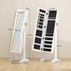 Jewelry Mirror Cabinet with 20 LED Lights Reclining Jewelry Cabinet with Storage for Rings Earrings Necklaces 40x37x146 Cm White