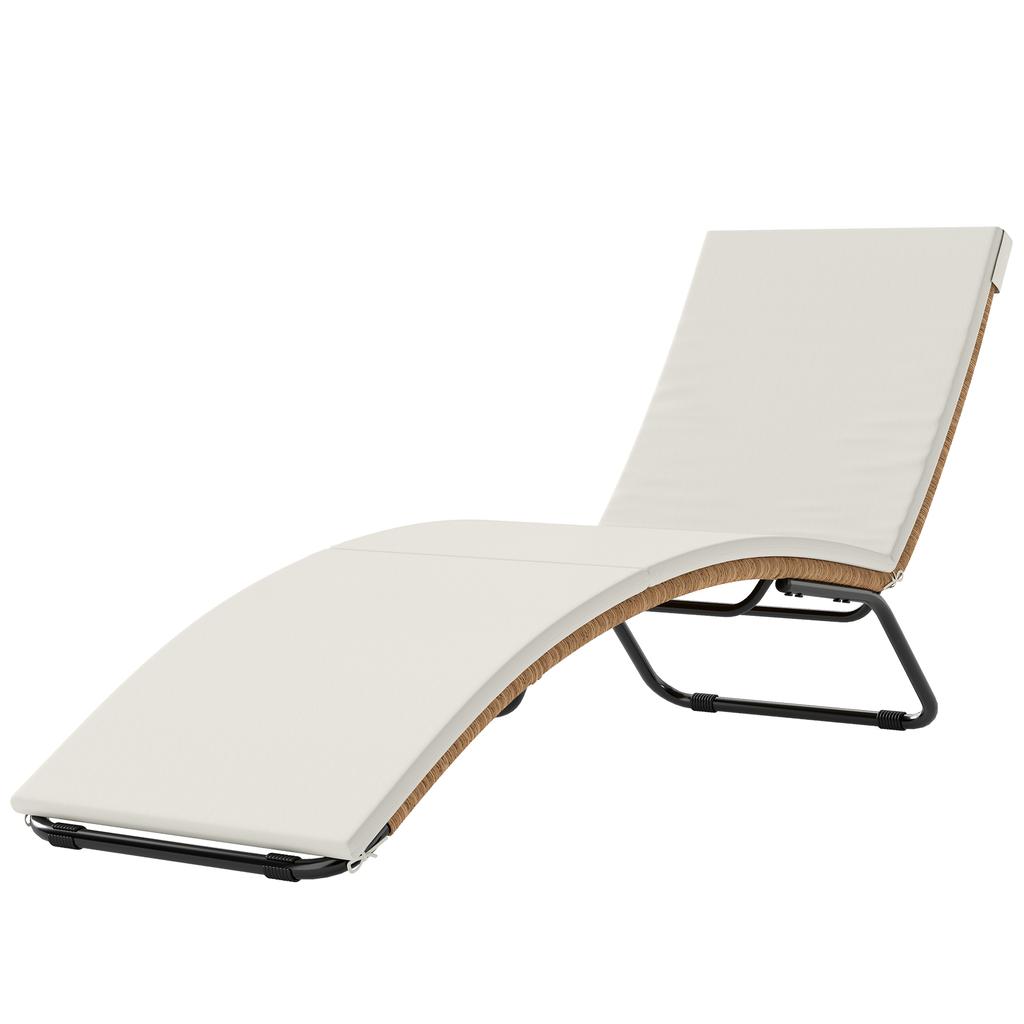 Poly Rattan Sun Lounger S-Shaped Garden Lounger with Cushion Breathable Seat Surface Steel Frame