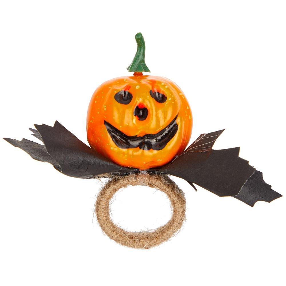 

6pcs with Artificial Maple Halloween Pumpkin Napkin Rings Simulation Napkin Holder Banquet Style A