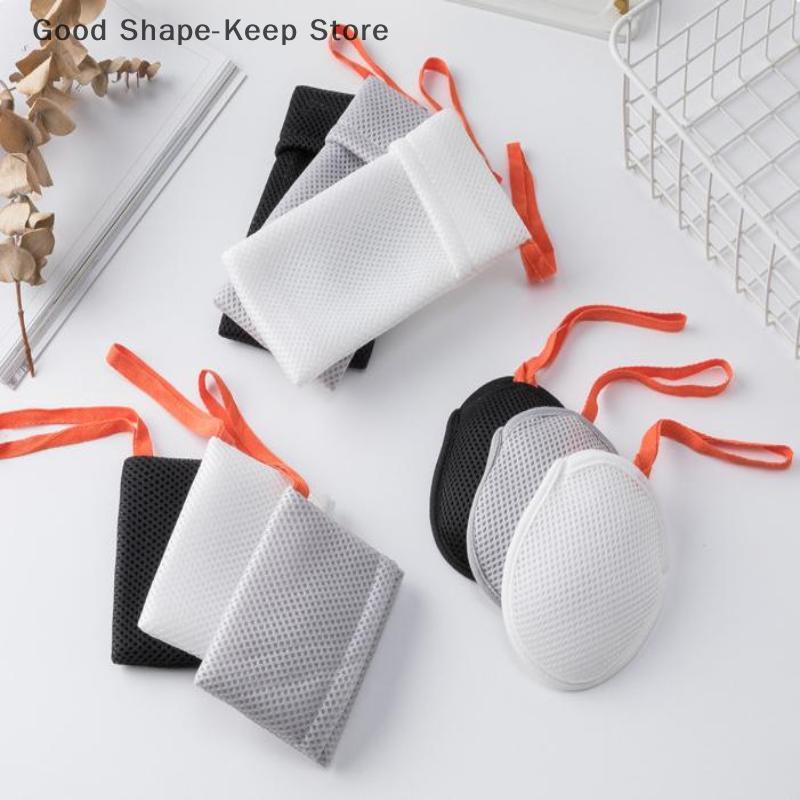 1 PCS Double-Sided Square/Oval Bath Foaming Net Soap Bag Exfoliating Body Scrubber Mesh Bathroom Sponge Soap Pocket