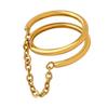 18K Gold Plated Titanium Steel Double Layer Index Finger Chain Ring for Women - European & American Style