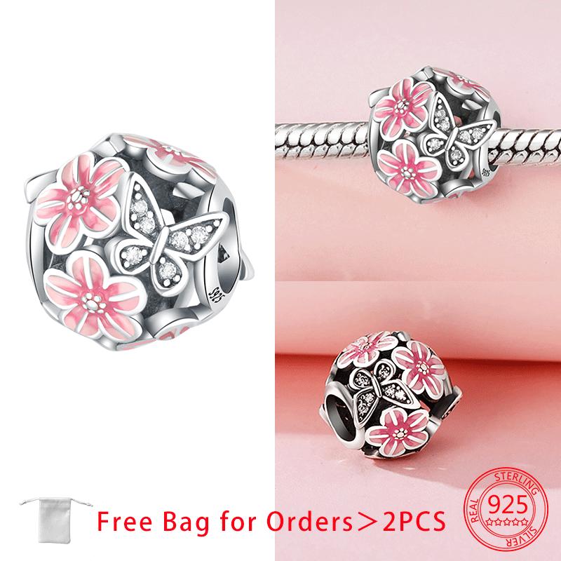 Original Charms Copper Blue Butterfly Butterfly Series Beads Pendant Fit Diy Bracelet Jewelry For Women Fine Gift Accessory