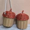 1pc Cute Walnut Basket, Walnut Shaped Basket Shoulder Bag, Hand Woven Vine Storage Basket, Handmade Crossbody Bags