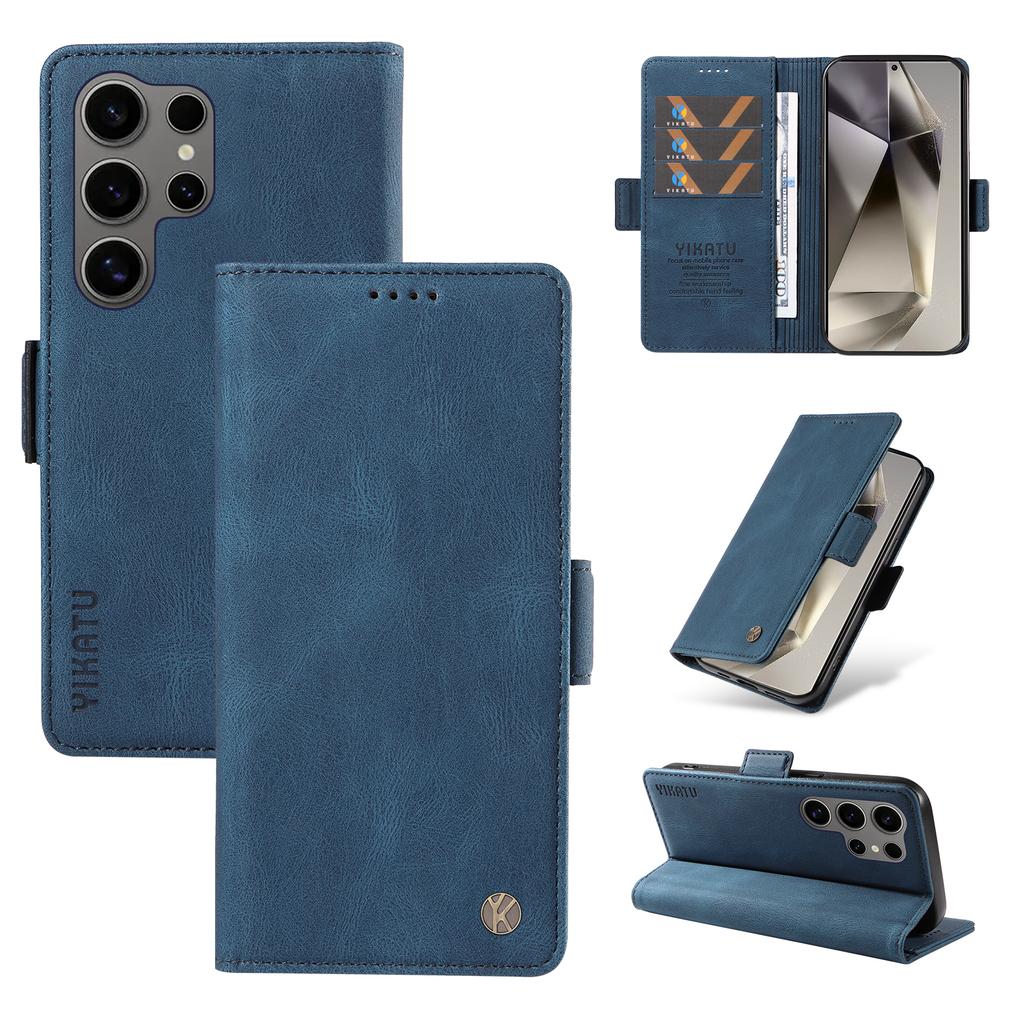 YIKATU YK-005 For Samsung Galaxy S25 Ultra Case PU Leather Wallet Phone Cover Skin Touch Feeling