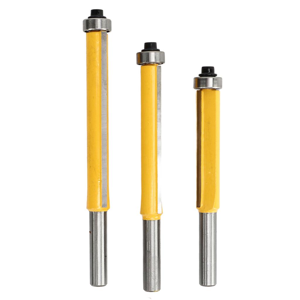 3 Stück Bündigfräser Wolframstahllegierung Professionelles Bündigfräser-Set mit geradem Lager mit 8mm Schaft für