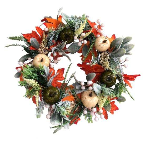 Høst Peon Gresskar Krans Kunstig Kvistslingfe Vintage Blomsterslingfe Sesongmessig Dørhenger for Thanksgiving Høstdekor