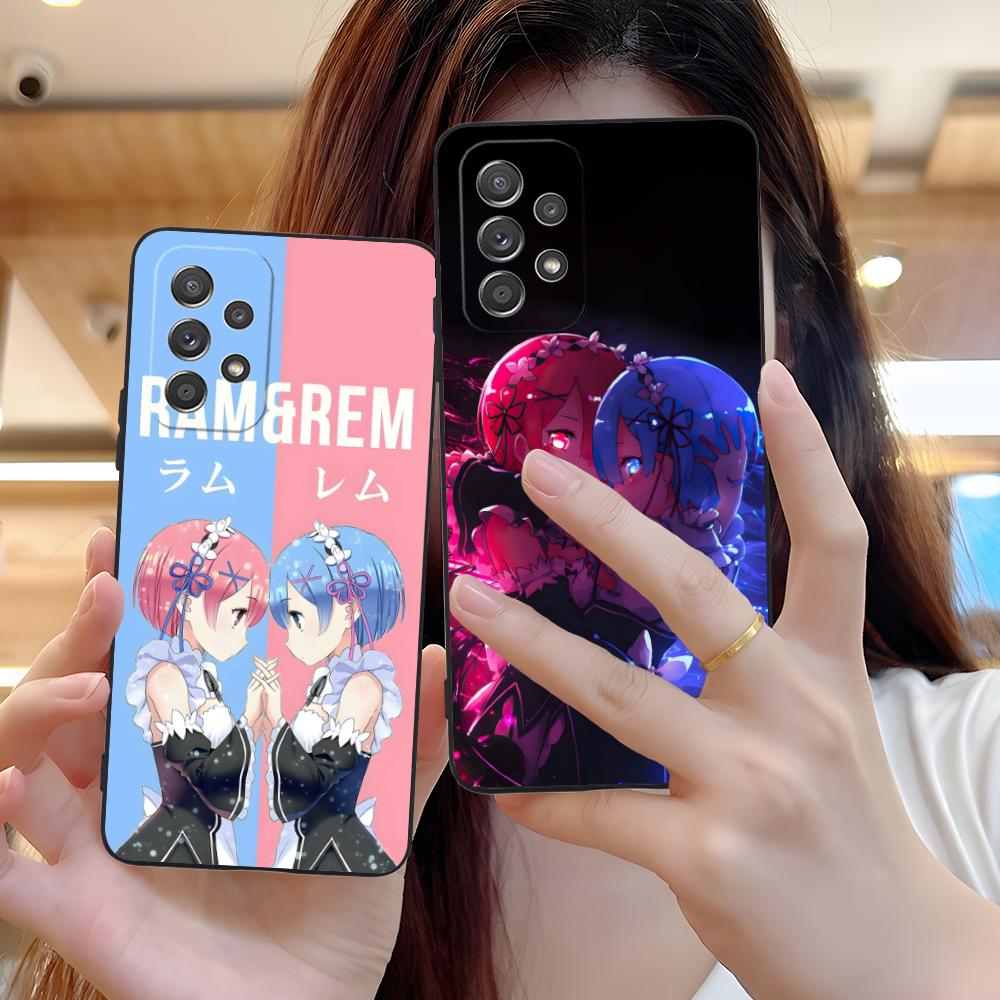 ReZero Rem Ram Matte TPU Mobile Phone Case for Samsung Galaxy M55 54 42 35 34 33 32 23 22 15 14 13 12 F55 5G Colorful Cover