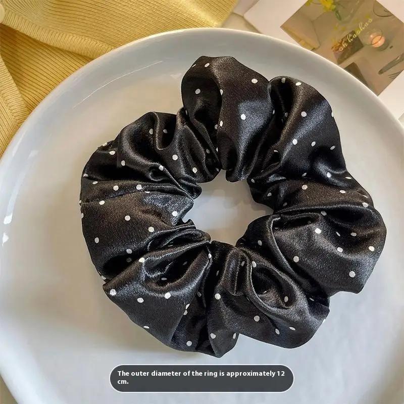 New Polka Dot Black And White Scrunchies Large Hair Bands Female Elegant Hair Rope Ties Ponytail Holder Headwear