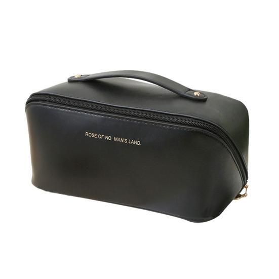 Travel Cosmetic Bag Open Flat Waterproof Faux Leather Makeup Bag Toiletry Organizer with Multiple Compartments for Vacation Trip