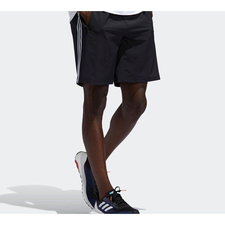 Adidas Essential Striped Logo Elastic Waist Athletic Shorts Men Bottoms Black FT2838