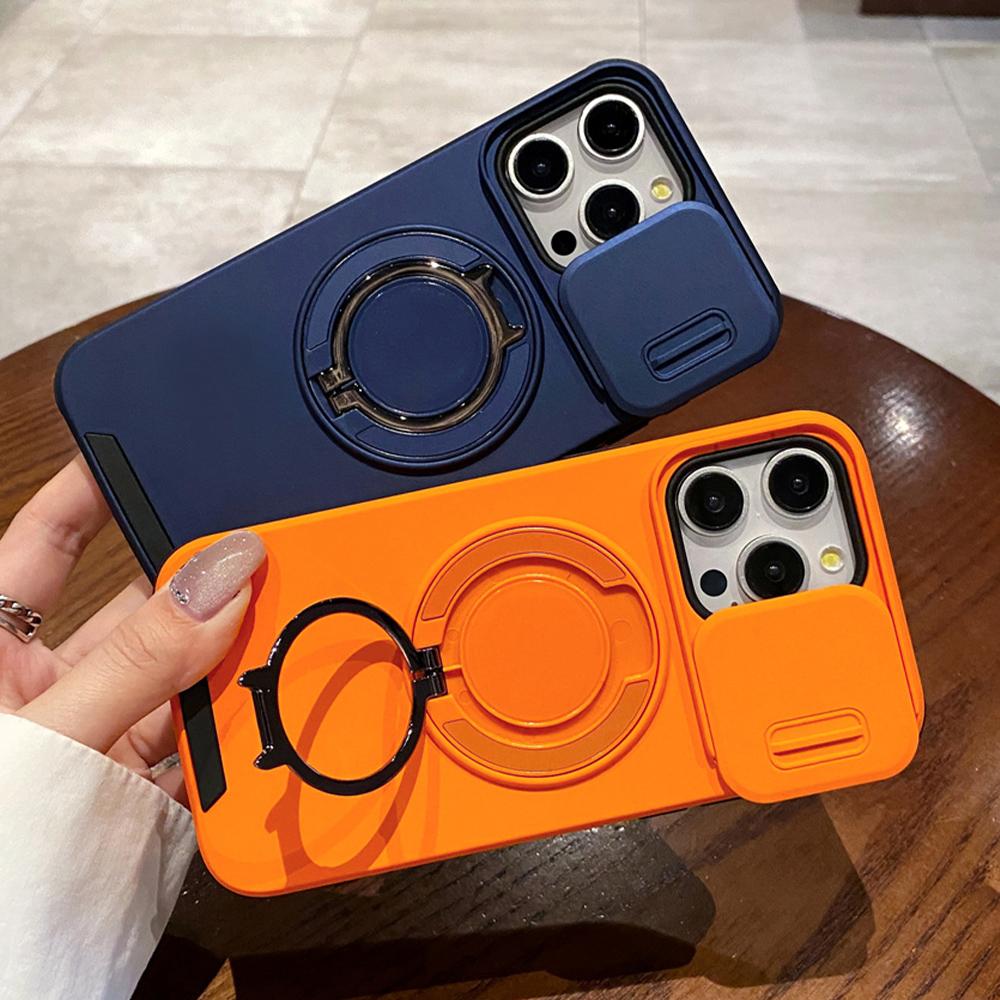 Rotation Stand Slide Camera Protector Magnetic Phone Case For iPhone 17 16 15 14 13 12 11 Pro Max Air Dual Protector Armor Cover